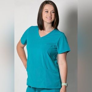Women’s scrub top, Willow Brook Zoe V Neck, turquoise, size XS